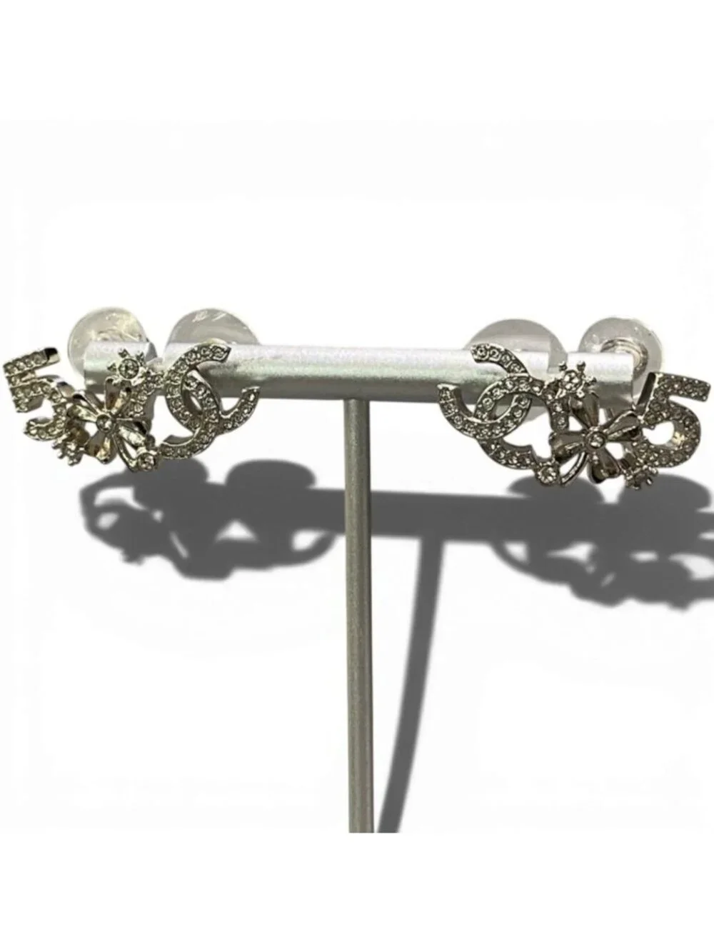 Chanel No5 CC Logo Rhinestone Metal Earrings
